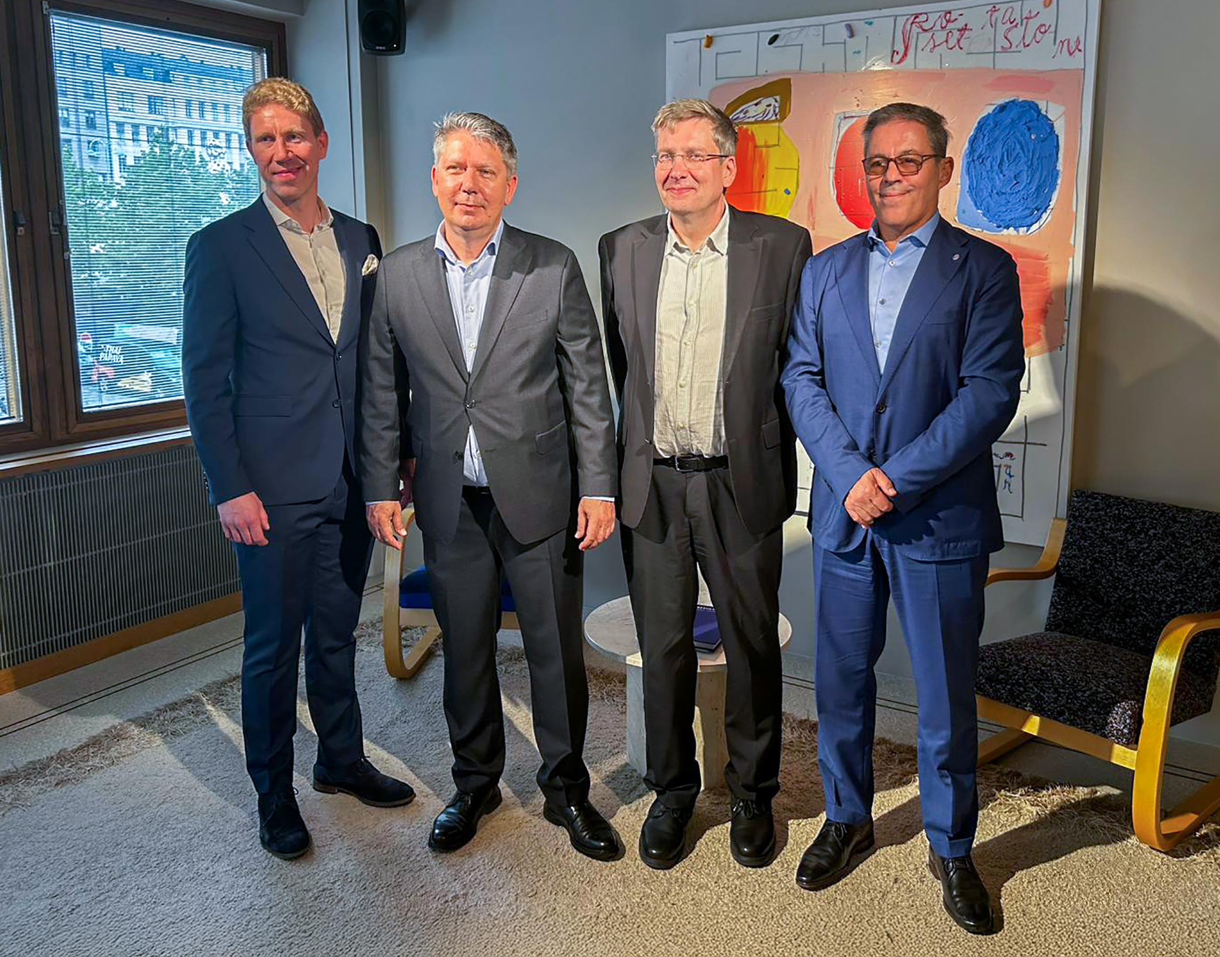 From left to right: Petrus Blomqvist, Partner at Vaaka; Lauri Haavisto, CEO of Foreship; Markus Aarnio, Chief Naval Architect at Foreship; Carlo Luzzatto, CEO of RINA.
